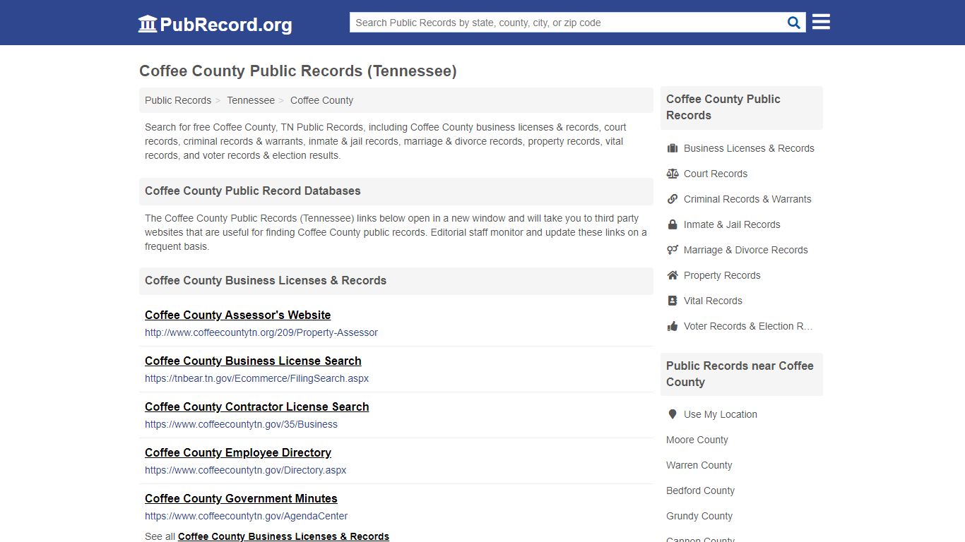 Free Coffee County Public Records (Tennessee Public Records)